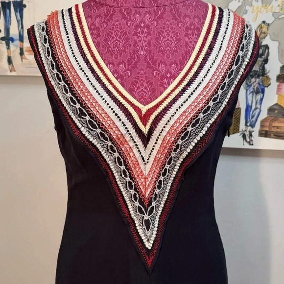 Carolina Herrera Navy Sleeveless Silk Midi Dress Women Size L, 10 - Picture 8 of 8